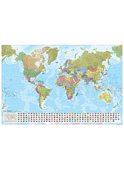 Mapa světa - státy světa s vlajkami (arch v tubusu)