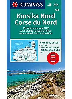 Korsika Nord, Corse du Nord, Weitwanderweg GR20 2250 (sada 3 mapy)